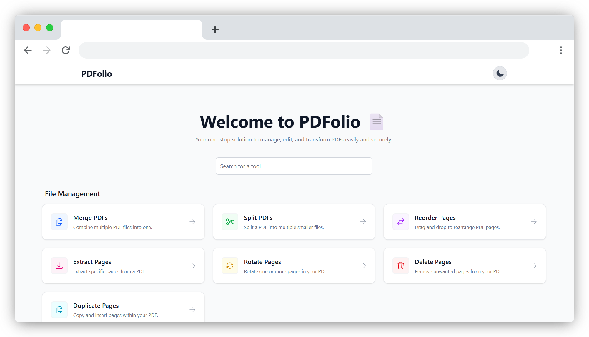 PDFolio - PDF Tools Interface